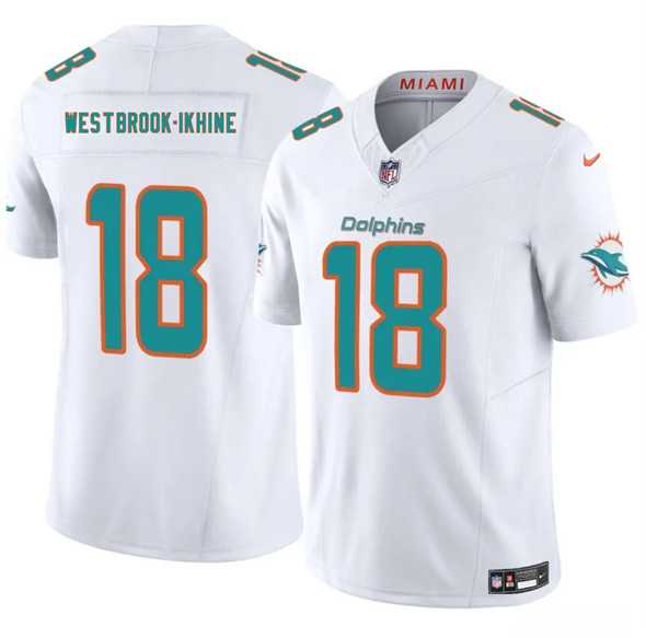 Men & Women & Youth Miami Dolphins #18 Nick Westbrook-Ikhine White 2025 Draft F.U.S.E. Vapor Limited Stitched Jersey